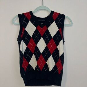 Brandy Melville Navy blue sweater vest with red and white checkers